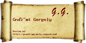 Gnámt Gergely névjegykártya